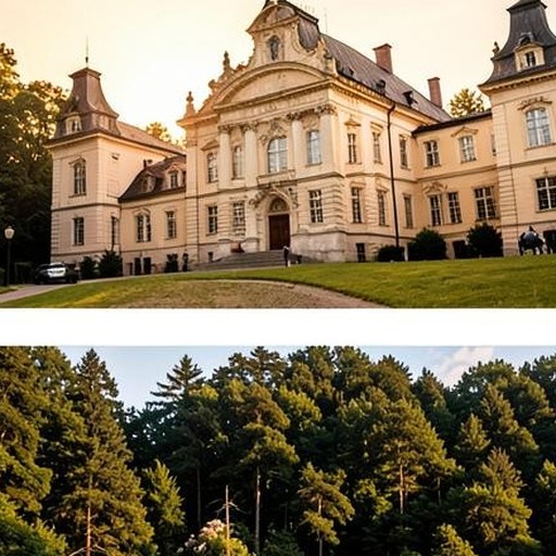 Editorial view of Strzegom / Morawa and its surrounding Polish landscape